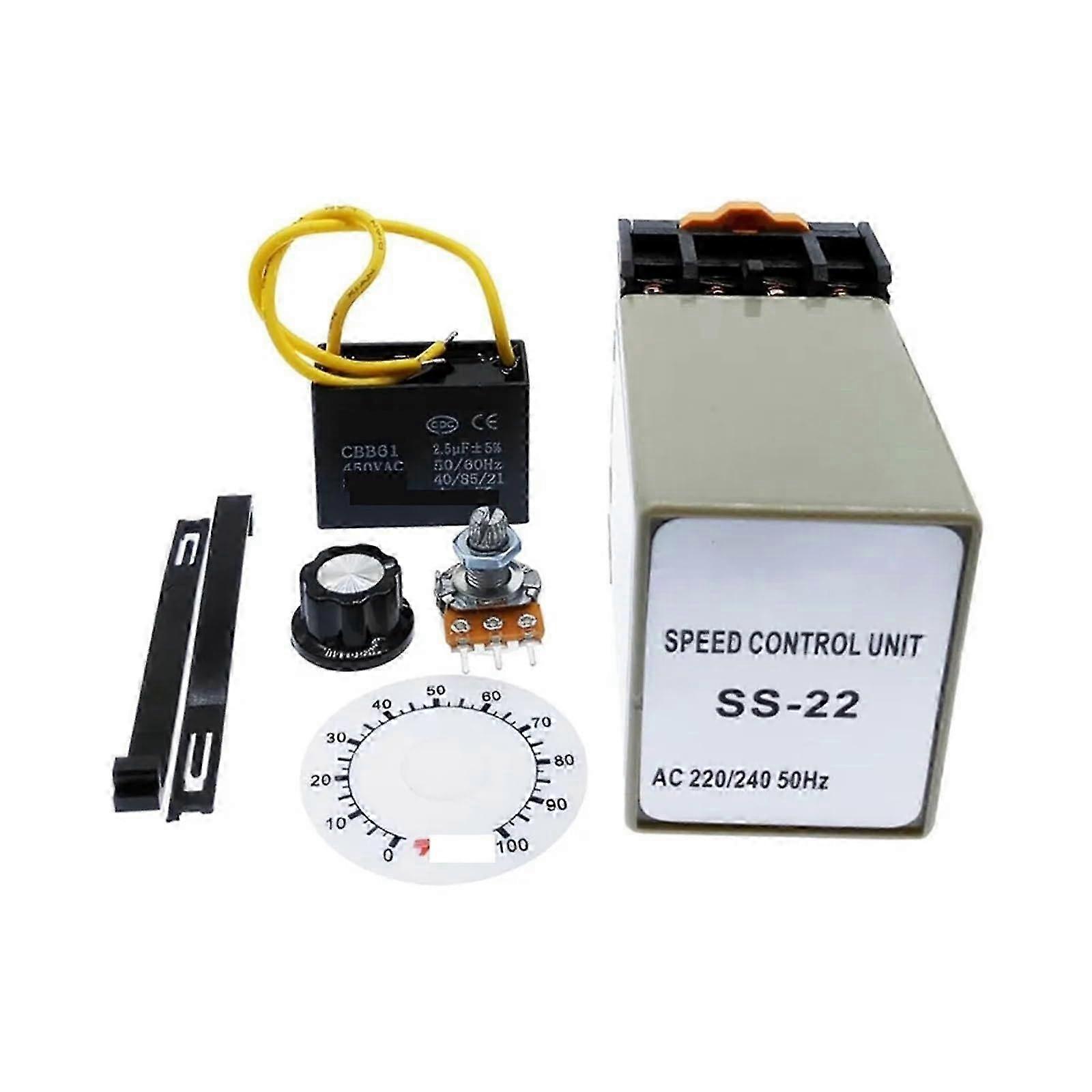 SS-22 Electronic Speed Control Switch 220V/240V 50Hz 0-100 RPM with 20K Ohm Potentiometer for Motor Control