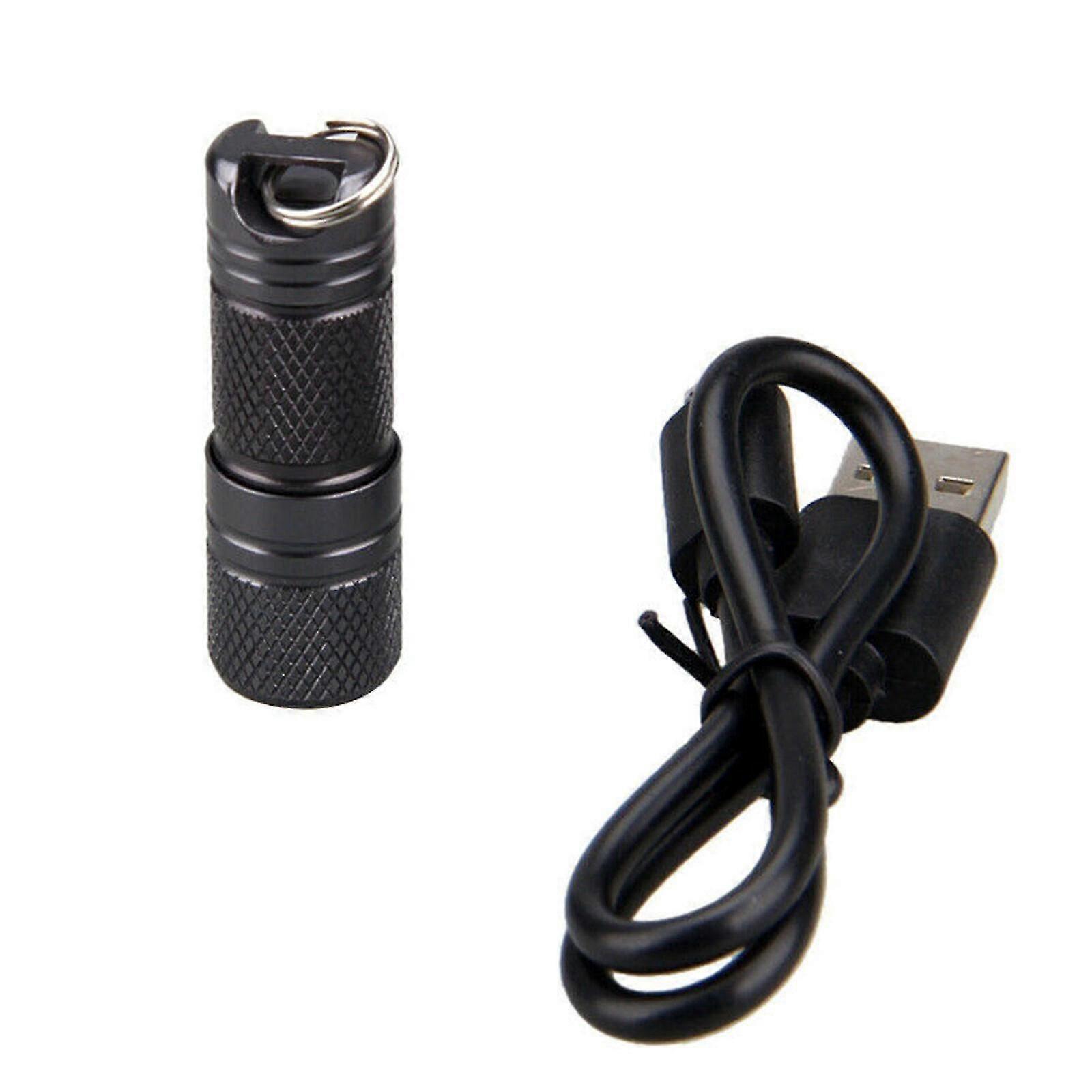 Compact Mini Usb Rechargeable Led Flashlight Lamp Keychain Torch Light Night Am