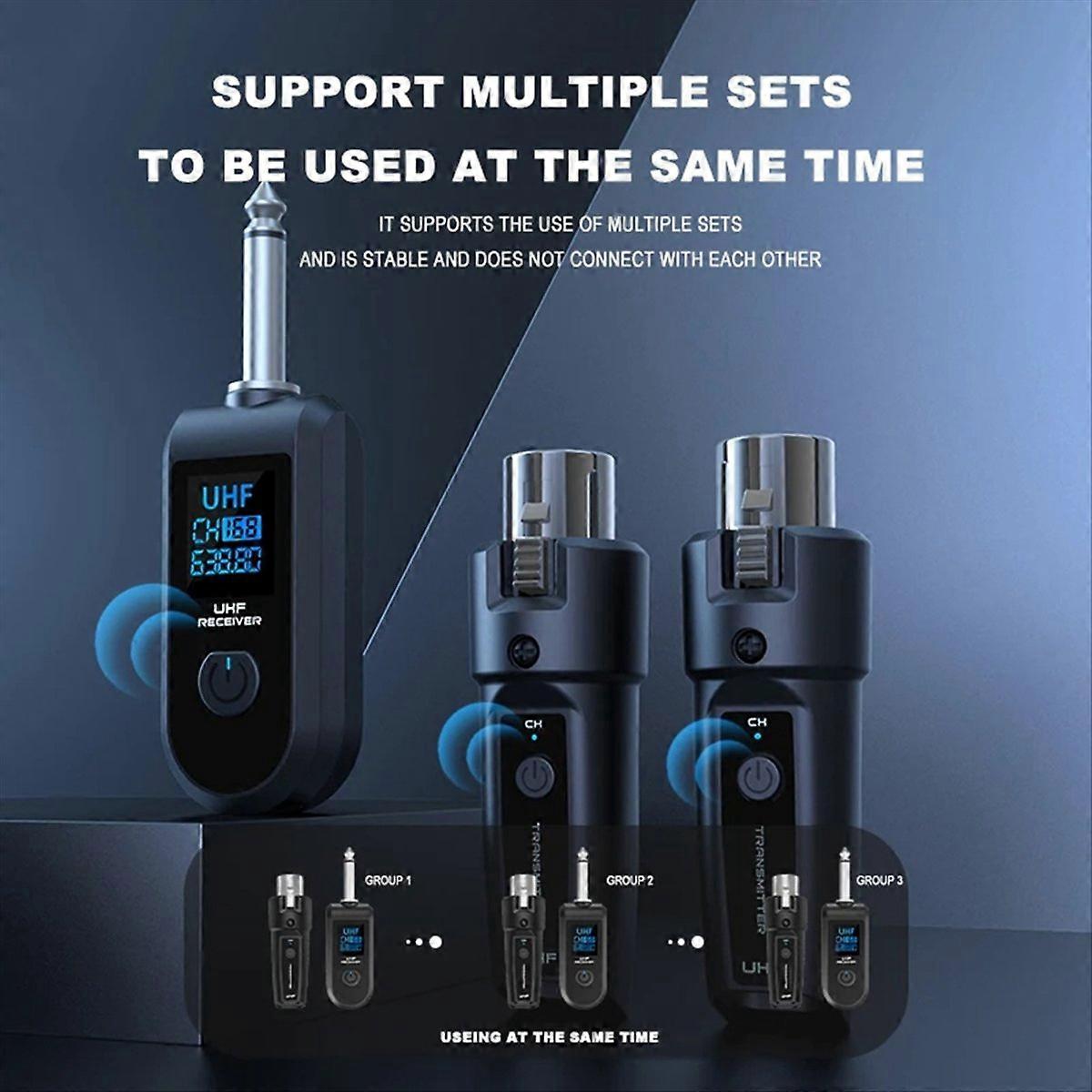 6.35mm UHF XLR Adapter System Wireless Microphone  mitter Receiver for Dynamic Microphone Guitar