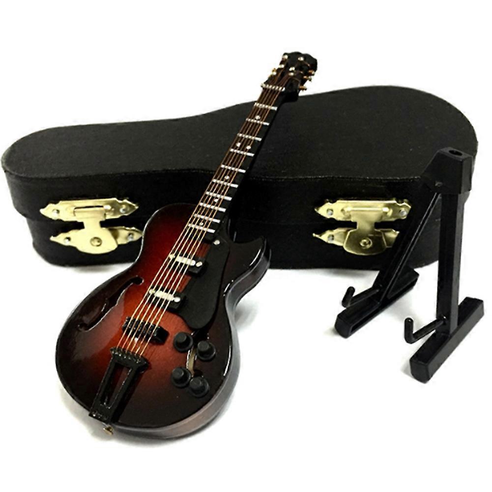 Mini Electric Guitar Model Decoration with Case and Stand,12cm