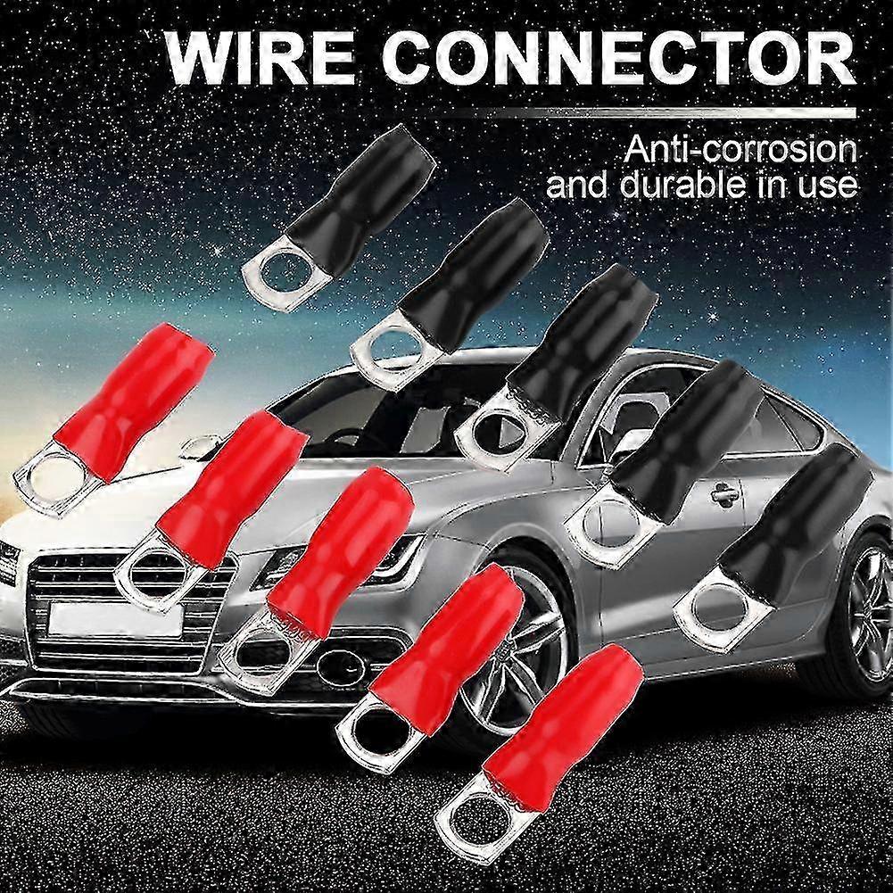 10 Pcs Red Black Small Size Vehicle Copper Joint Terminal Wire Connector #8