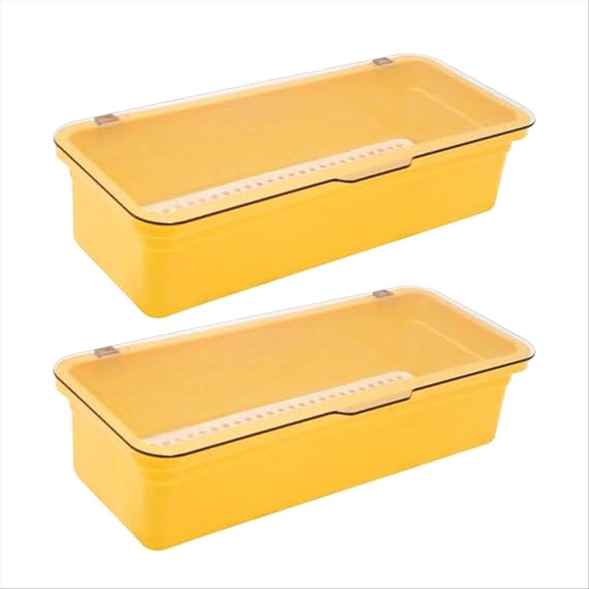 Flatware Tray, Utensil Storage with Lid Plastic Cutlery Tray, A