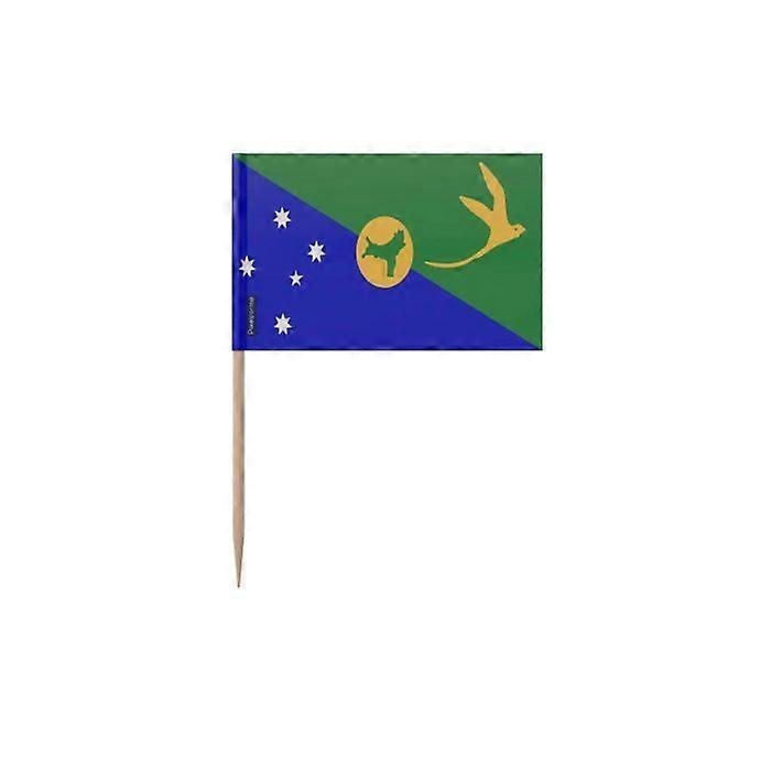 Christmas Island Flag Toothpicks - 6.5 cm - 100 pieces - Adhesive plastic - Bamboo stick - Pixelforma