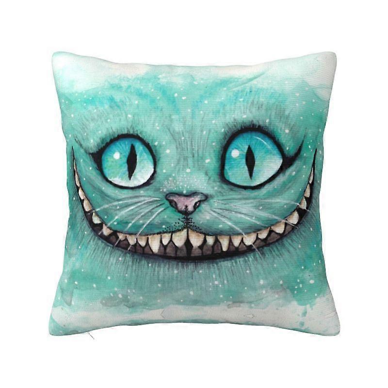 c369チェシャ猫の描画スロー枕カバー寝室の装飾カワイイクッションカバーソファチェアスクエアポリエステル枕カバーkjs369