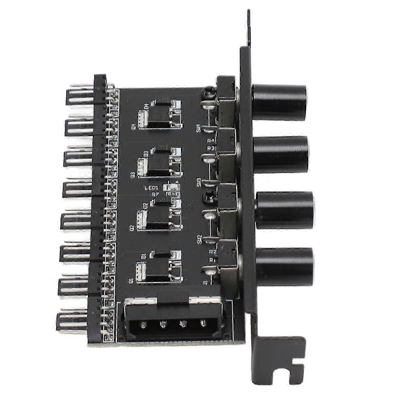 8-Channel PWM Fan Controller Hub for CPU Case HDD VGA Cooling, 4-Knob Speed Control 3Pin/4Pin 12V PC