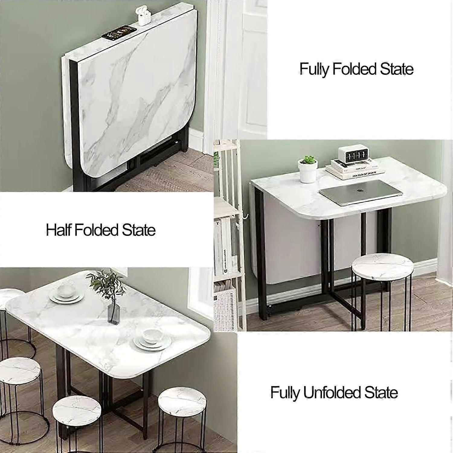 Multifunctional Expandable Folding Dining Table Wooden DropLeaf Kitchen Table, SpaceSaving Portable Dining Desk