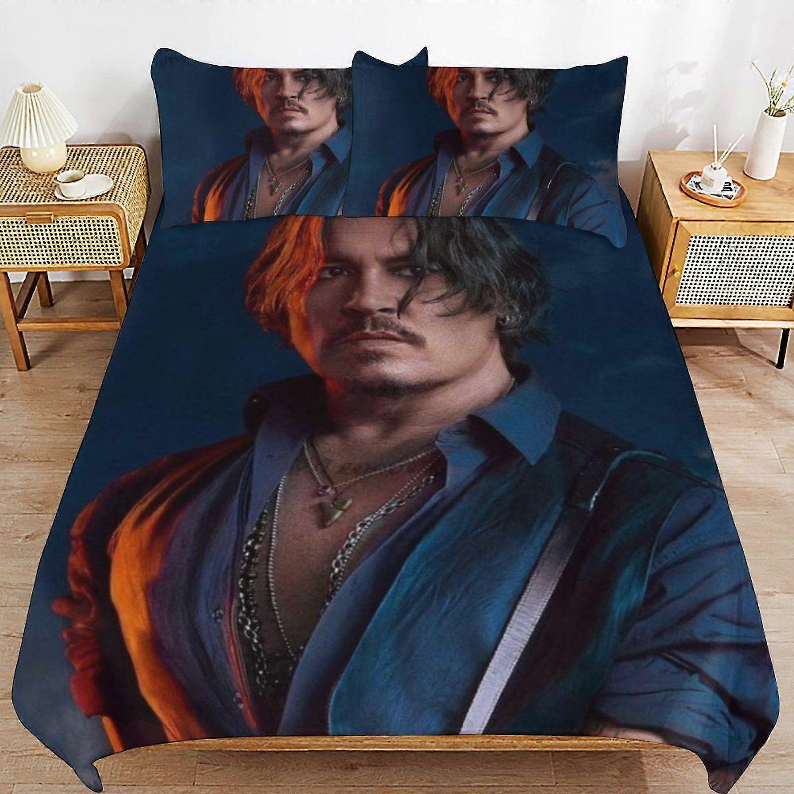 u394 Johnny Depp Practical Zipper Closure Soft Texture Long Use Comfort Thread Fabric Duvet Cover Sets Sleep n394