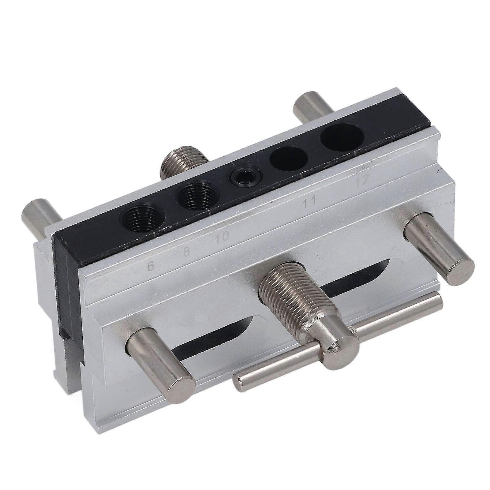 Self Centering Doweling Jig Kit Metric Adjustable Width Drilling Guide Wth 6 Bushings for Straight Holes Silver