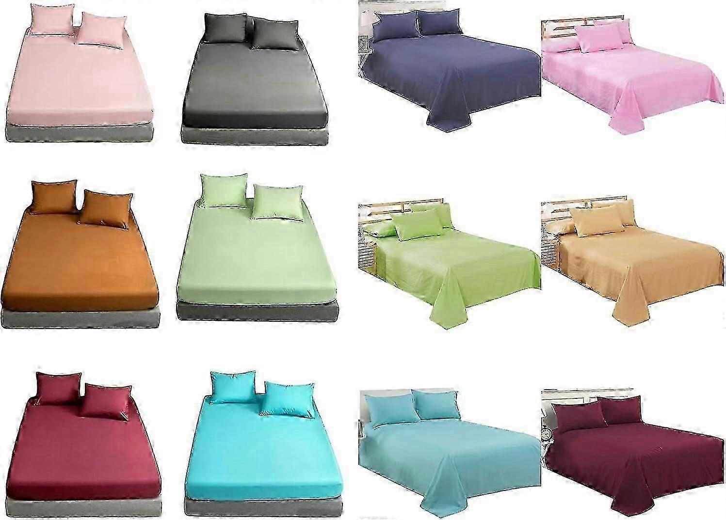 4pc Flannelette Sheets Set (fitted Sheet, Flat Sheet, Pillowcases Pair) Flannel