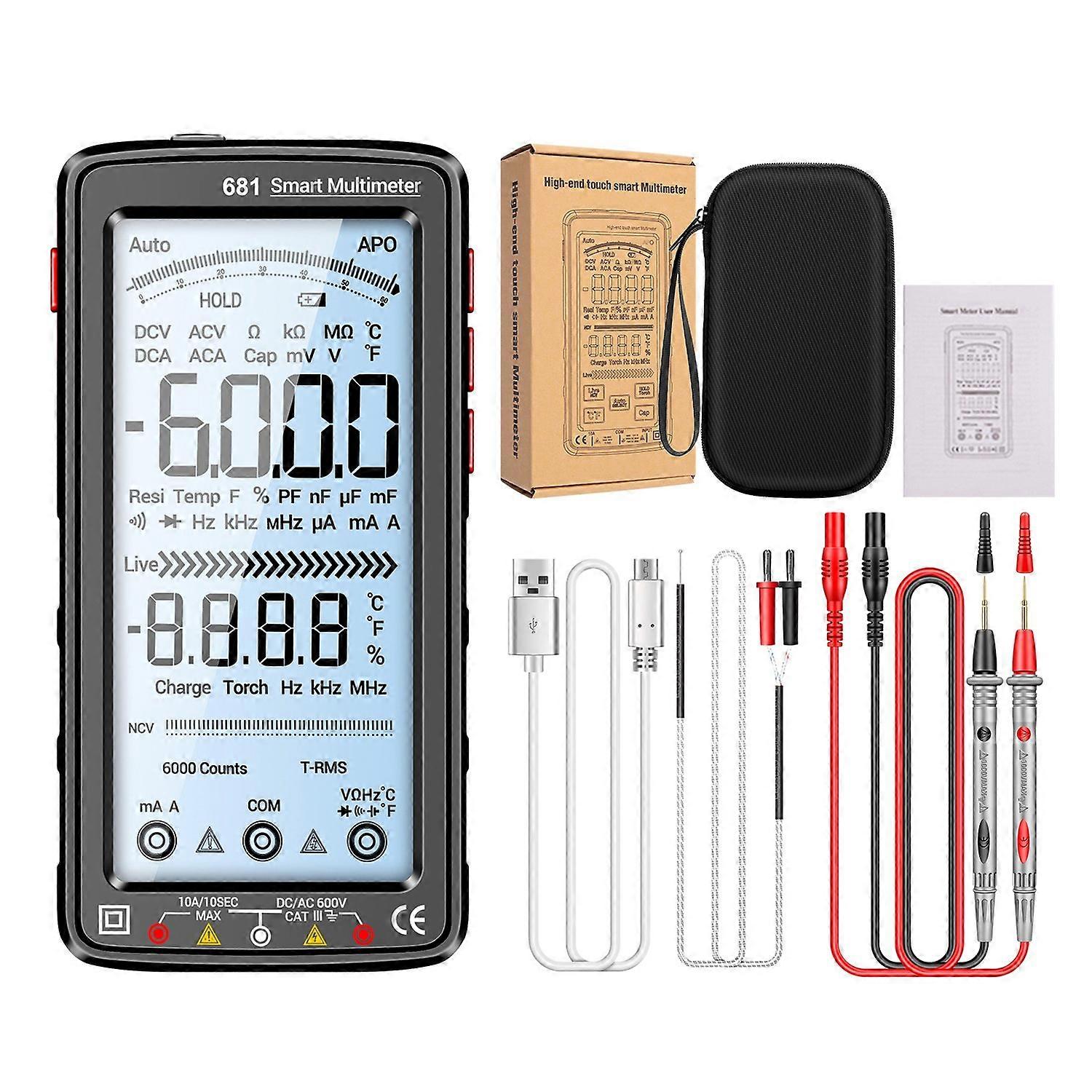 ANENG 681 6000 Counts Digital Multimeter Smart Anti-burn Rechargeable Universal Meter NCV Tester 5-i