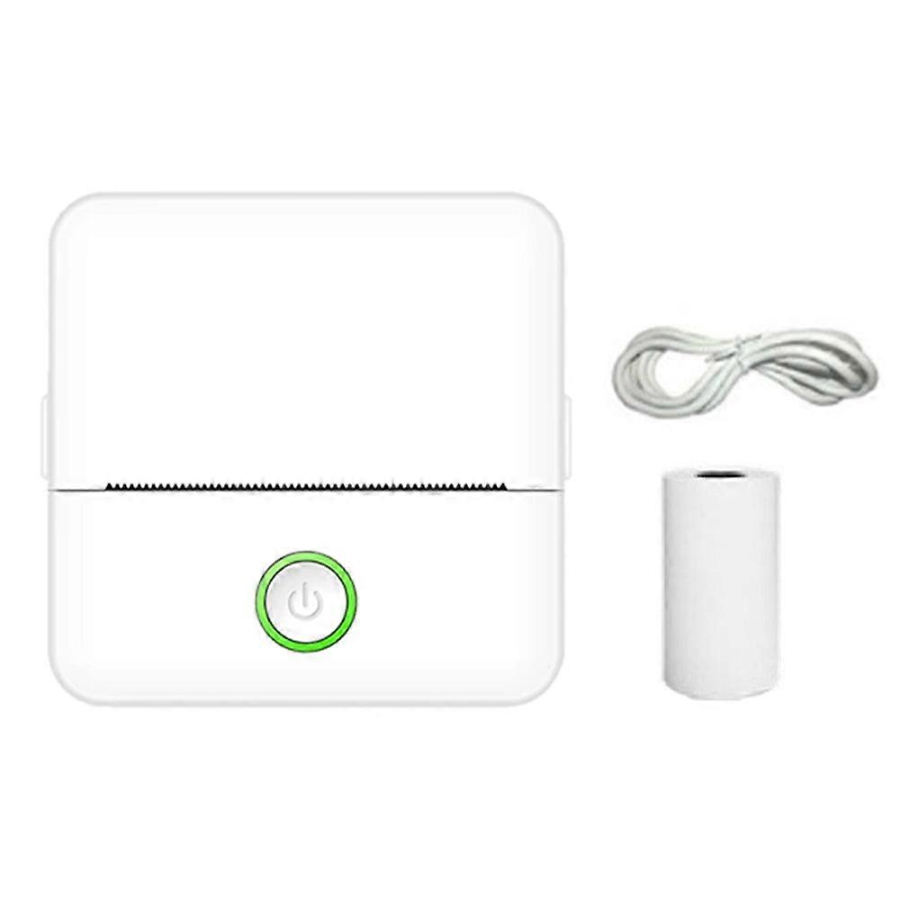 jixopn Mini Printer 200dpi Wireless Bluetooth-compatible Impresora BT4.0 (White)