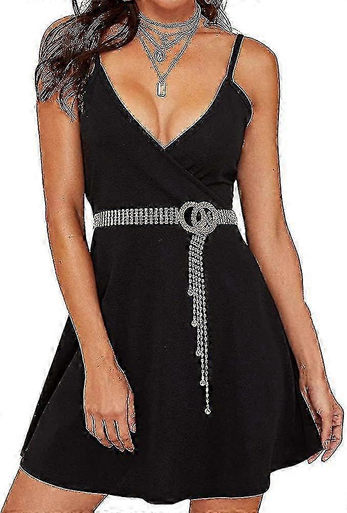 Cinturón Mujer Rhinestone Crystal O-Ring Chain Sparkle