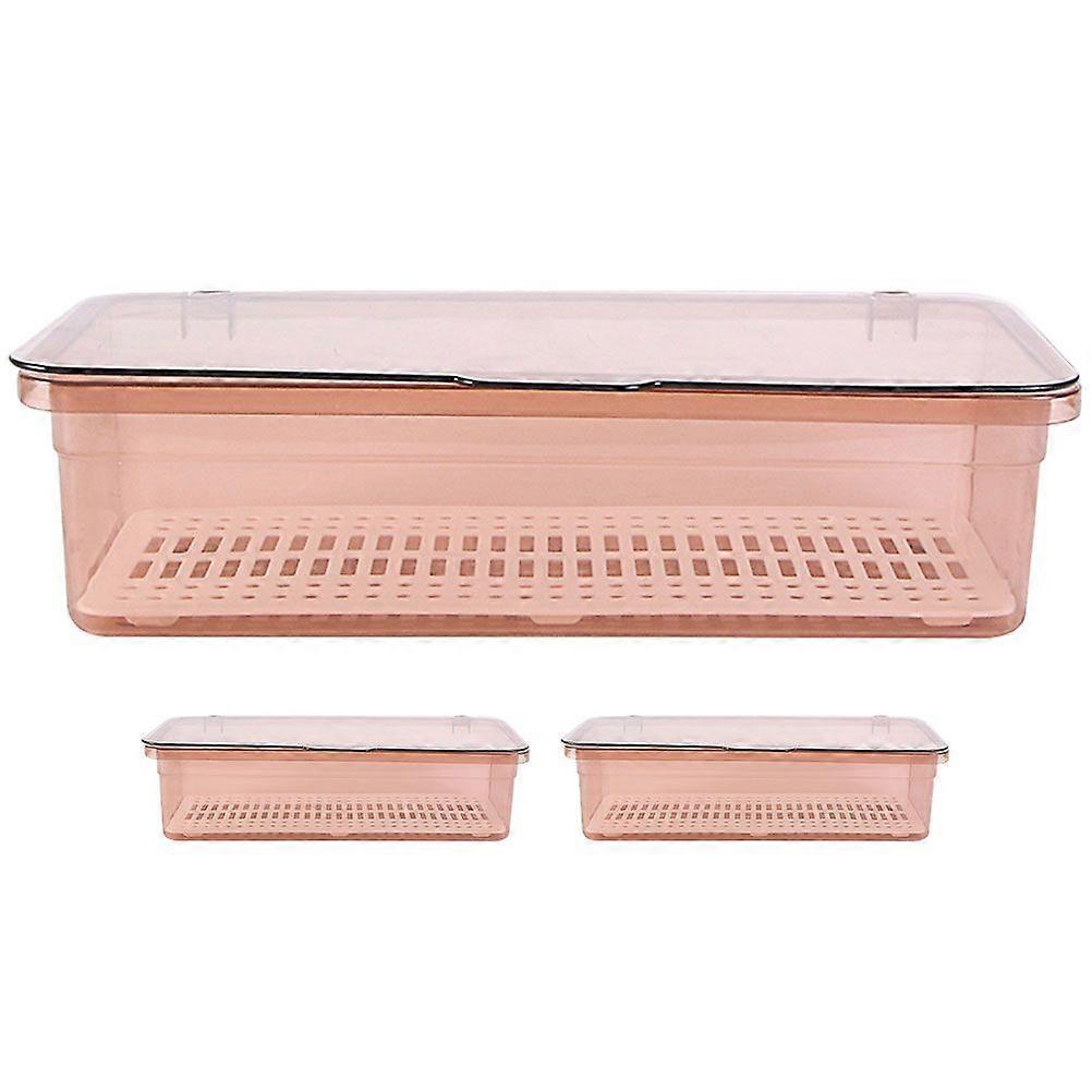 3pcs Flatware Tray with Lid Plastic Cutlery Storage Box Self Draining Utensil Storage Case Covered Silverware Container Drawer Organizer