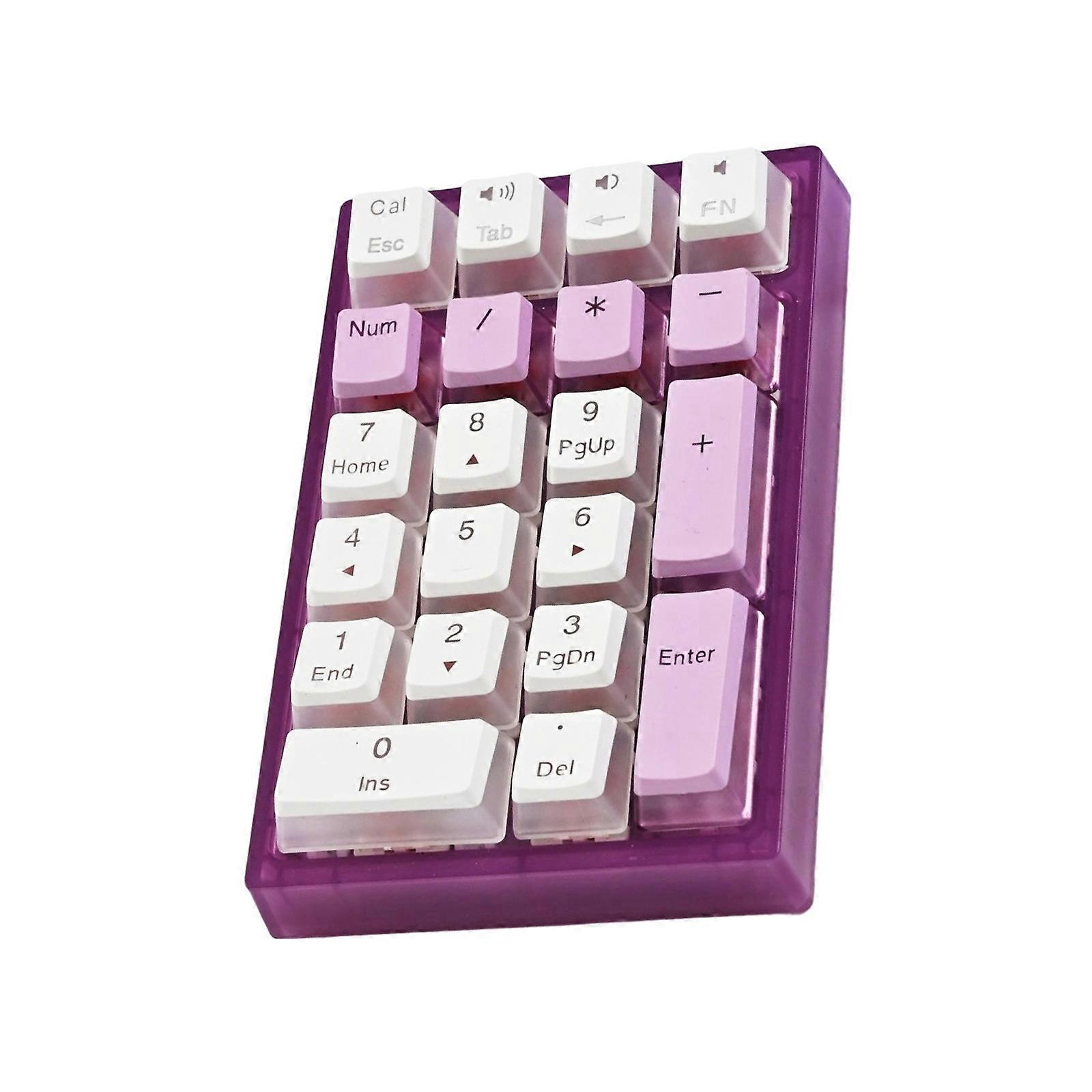 21Key Mechanical Numpad With RGBs Backlit Bluetooth-compatible Wireless Wire 3 Mode Connectivities For PC Laptop Typing  Purple