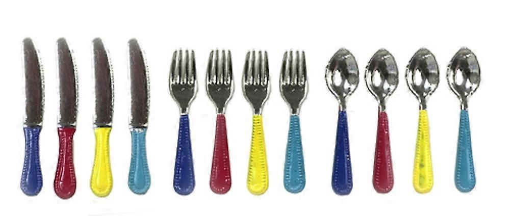 Dolls House Miniature Dining Tableware Fiesta Multi Coloured Cutlery Set