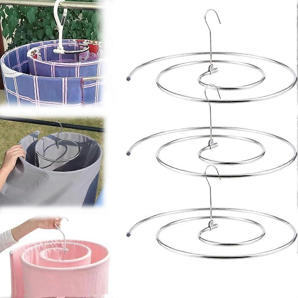 Stainless Steel Spiral Drying Rack with Hook for Blankets Quilts Bedspreads Sofa Covers, Set of 3