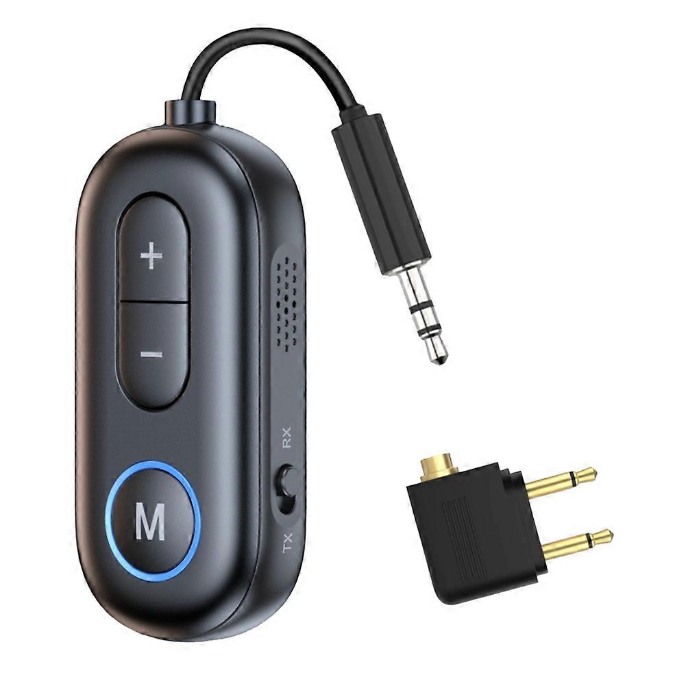 Bluetooth-lydsender-mottaker stereoadapter med mikrofon, svart