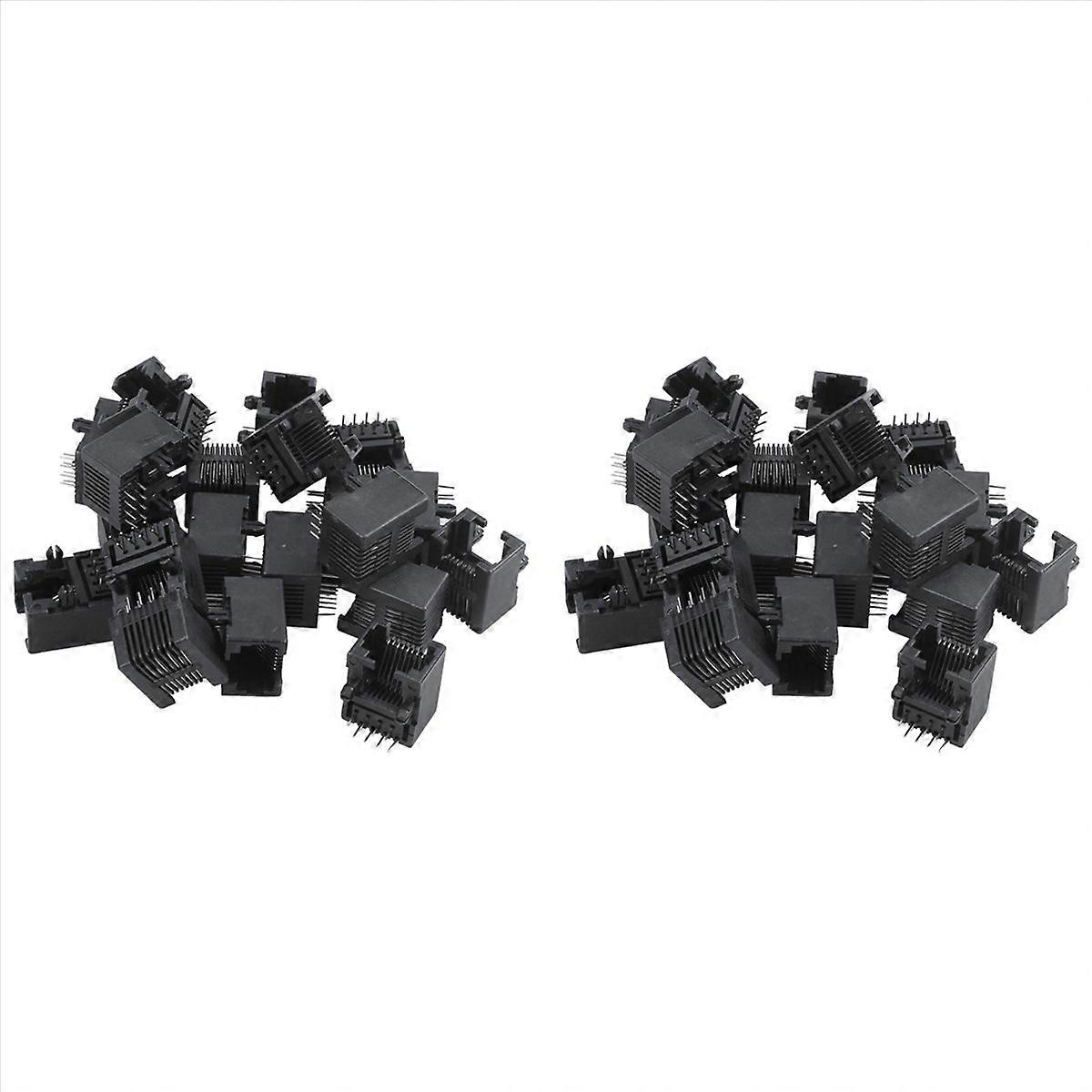 40Pcs Rj45 8P8C Computer Internet Network Pcb Jack Socket Black