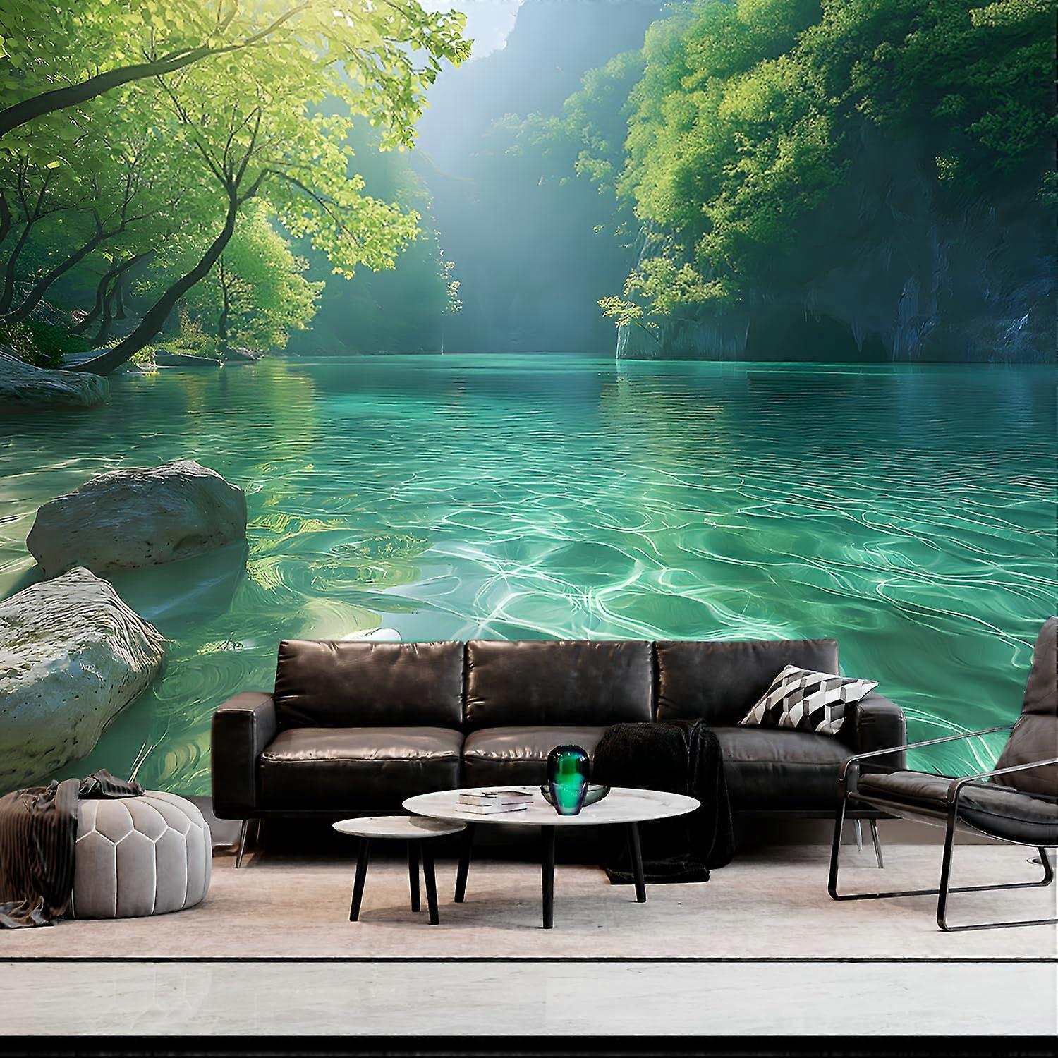 Tapestry Wall Hanging with Lake View and Forest Stream for Bedroom or Living Room 90x70 Unframed