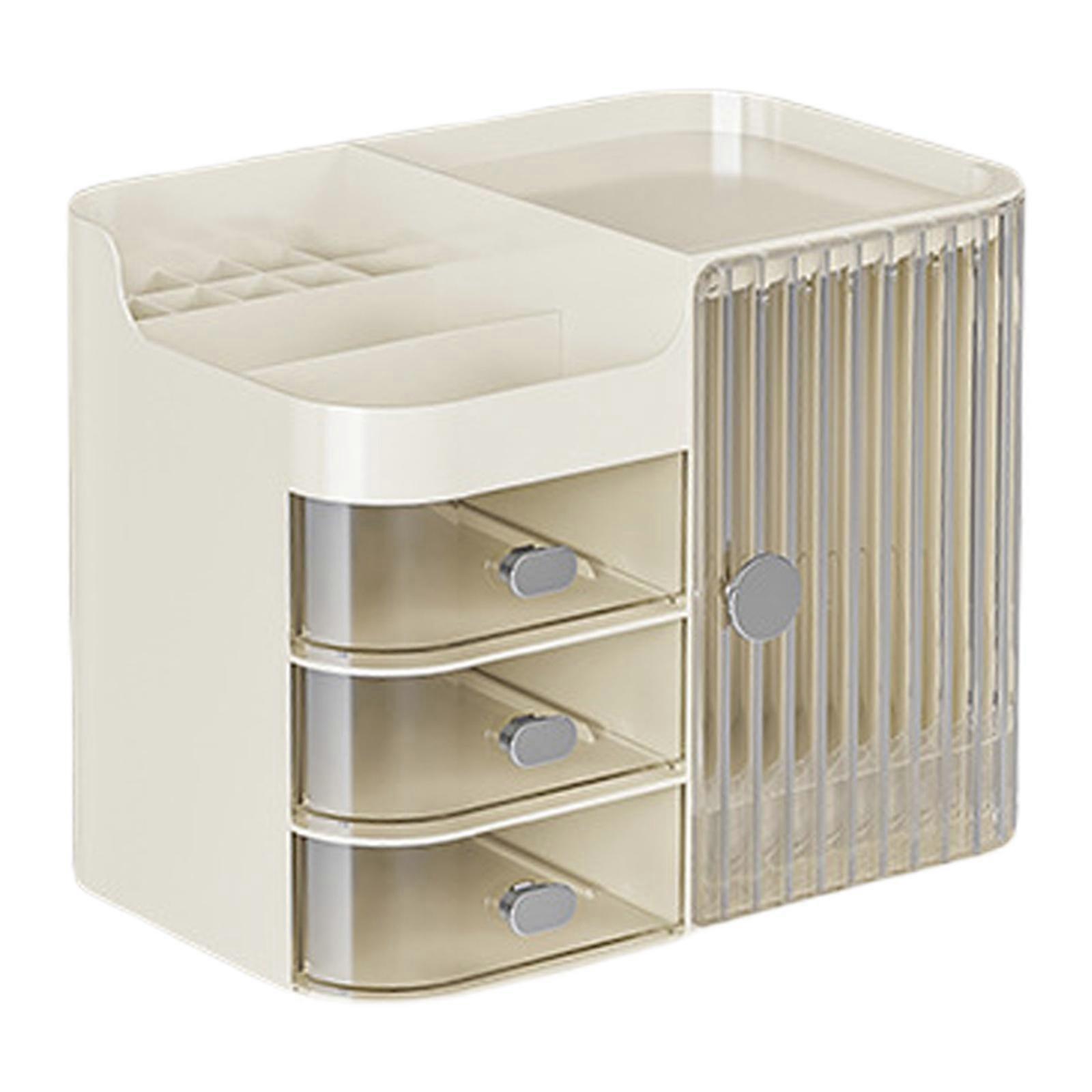 Large Makeup Organizers With Drawers Portable Makeup Organizers Stand Box With Ample Storage And Clear Viewing Lid  white through