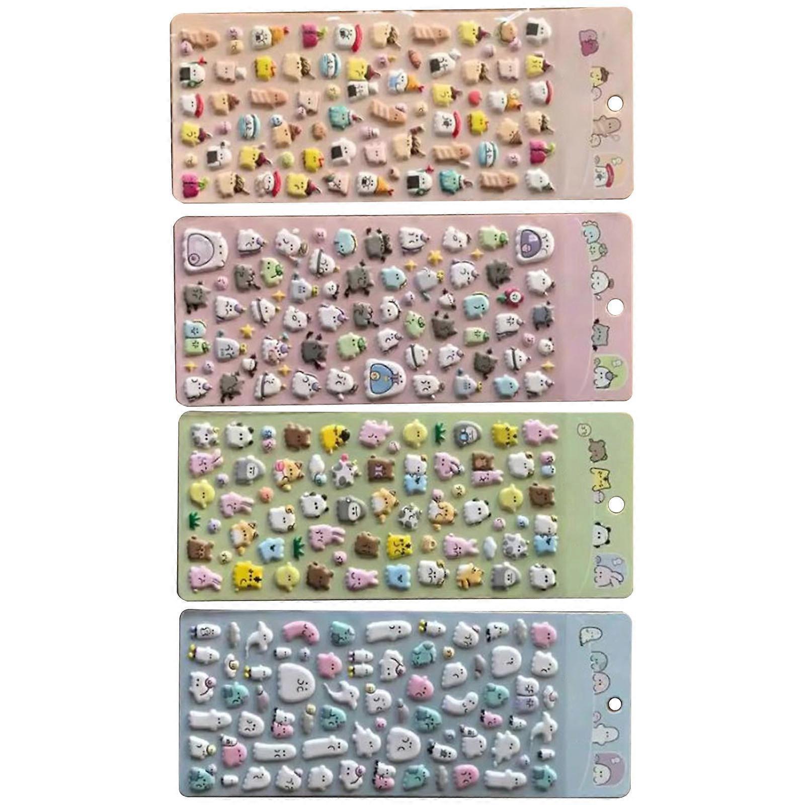 Cute 3D Sticker Cartoon Sticker Tiny Handcraft Sticker Reusable Tiny Patches for Water Bottle, Notebook, Scrapbooking Multicolor