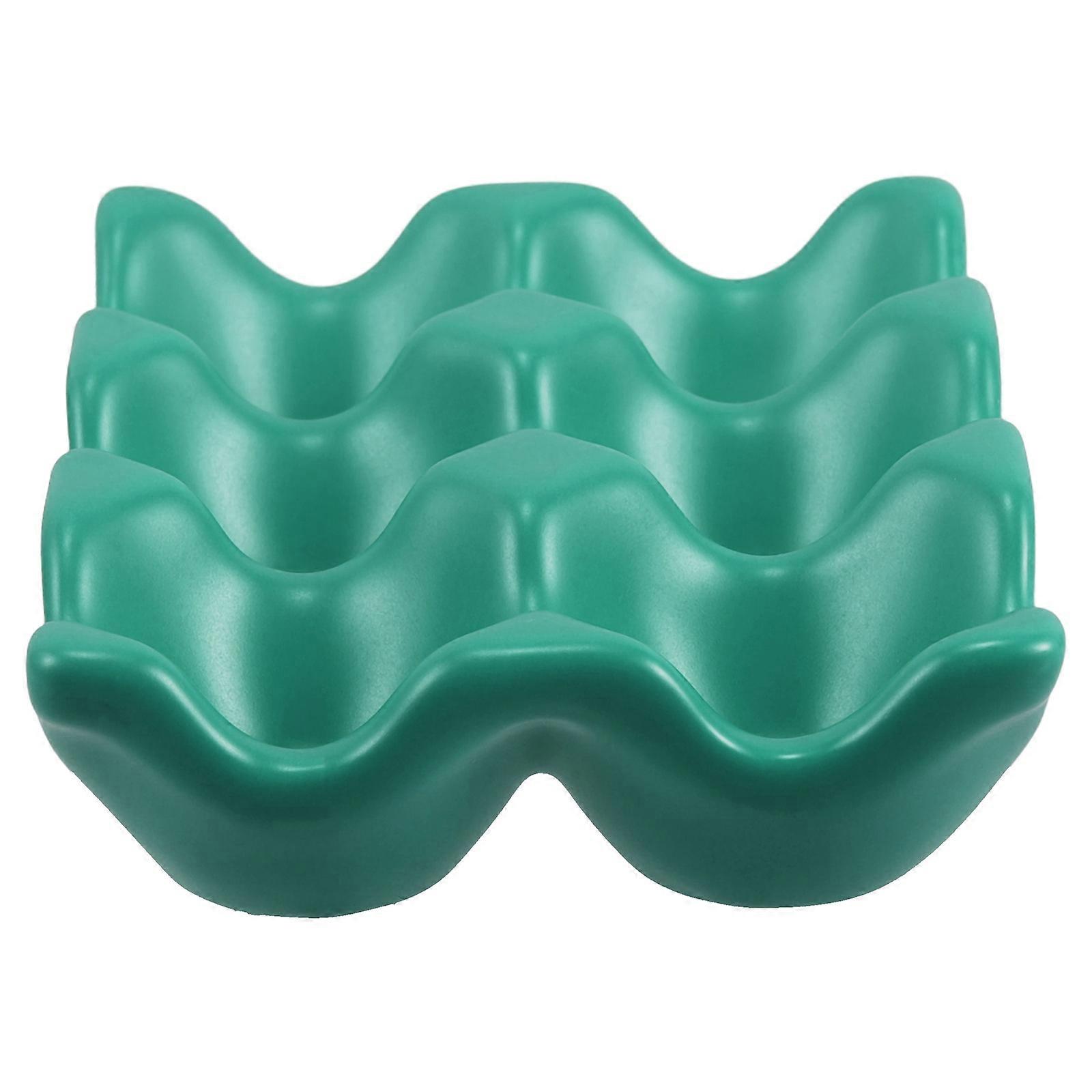 Dark Green Ceramic Egg Tray Egg Holder for Kitchen Storage 6 Cups