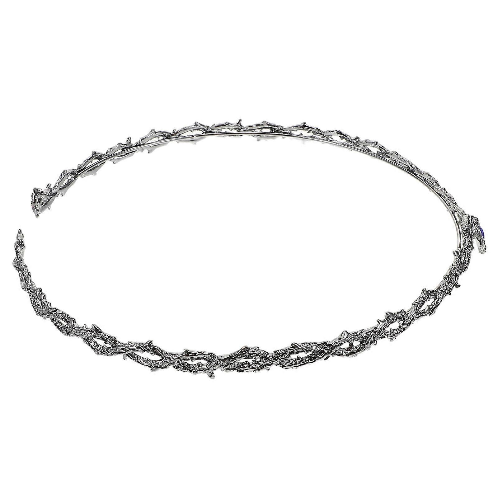 Silver Rhinestone Thorn Crown Adjustable Medieval Headpiece for Weddings