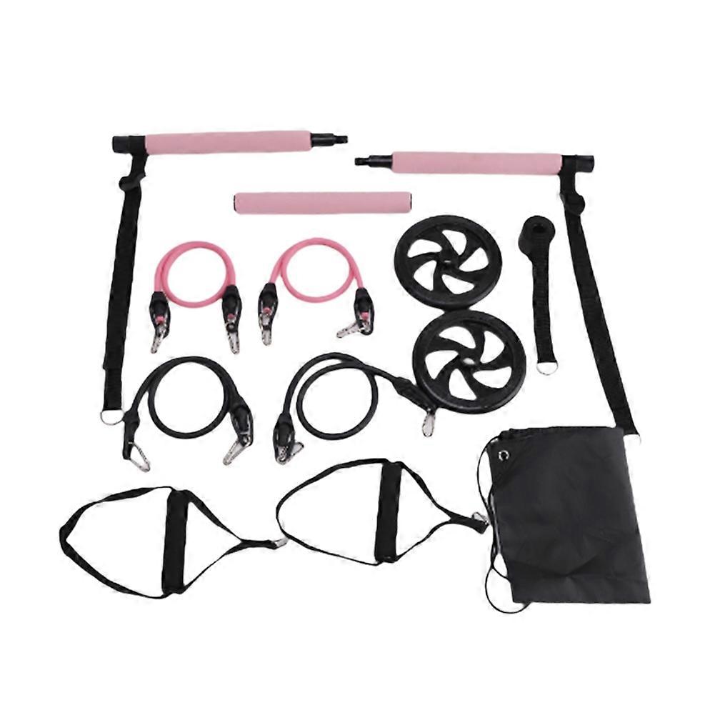 Pilates Bar Kit+Resistance Bands,Pilates Equipment Exercise Bar Pink