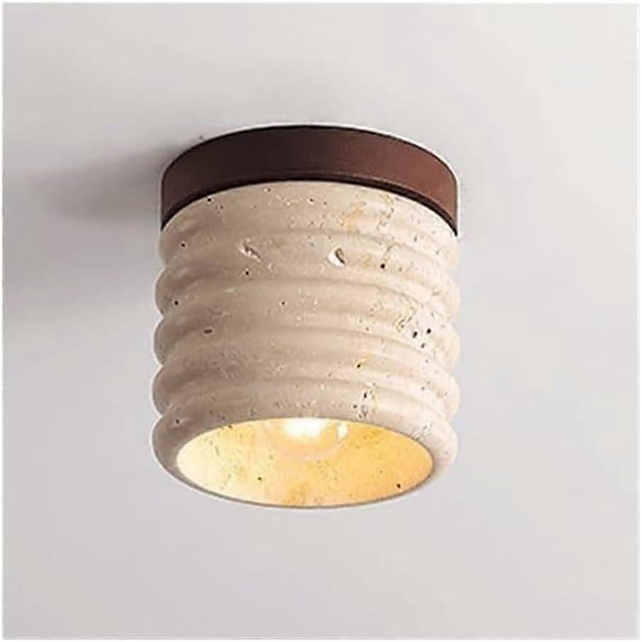 Industrial Farmhouse Semi Flush Mount Ceiling Light with Elegant Cylindrical Marble Shade E27
