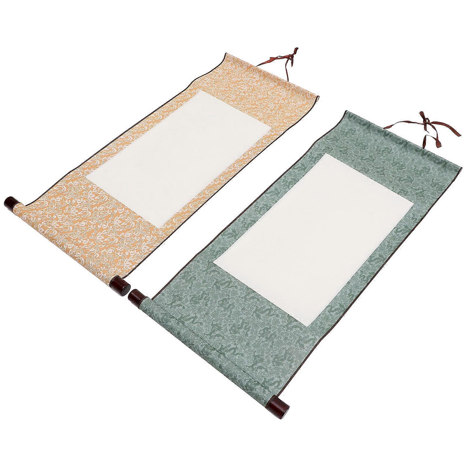 Assorted Color Rice Paper Blank Calligraphy Scroll for Painting Use Great Gift for Beginners 2Pcs