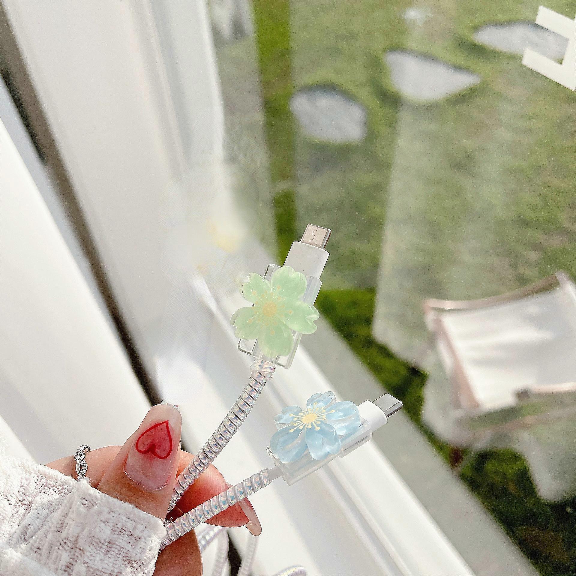 USB Cable Protector Line Cord Protective Case Cartoon Transparent Cover For type-c Charging Cable 1PCS