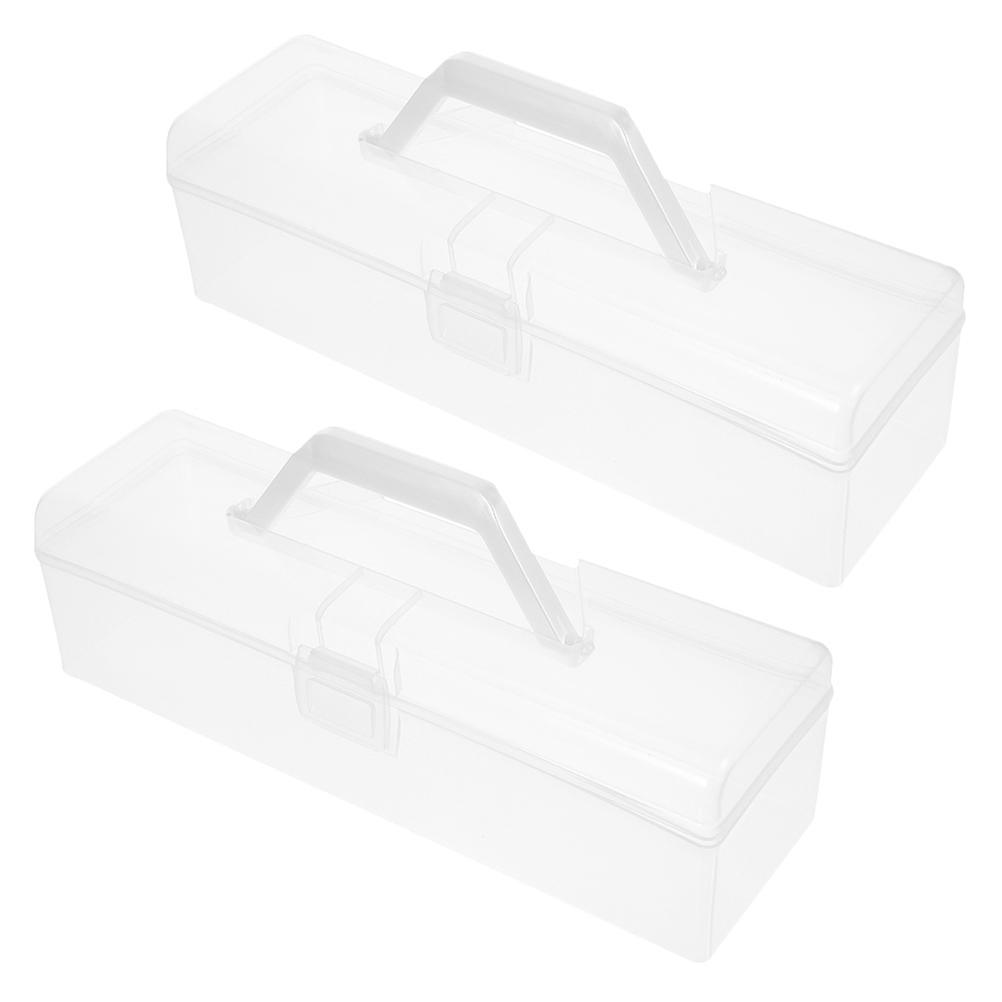 2Pcs Clear Plastic Pencil Case for Storage Portable Transparent Classroom Use