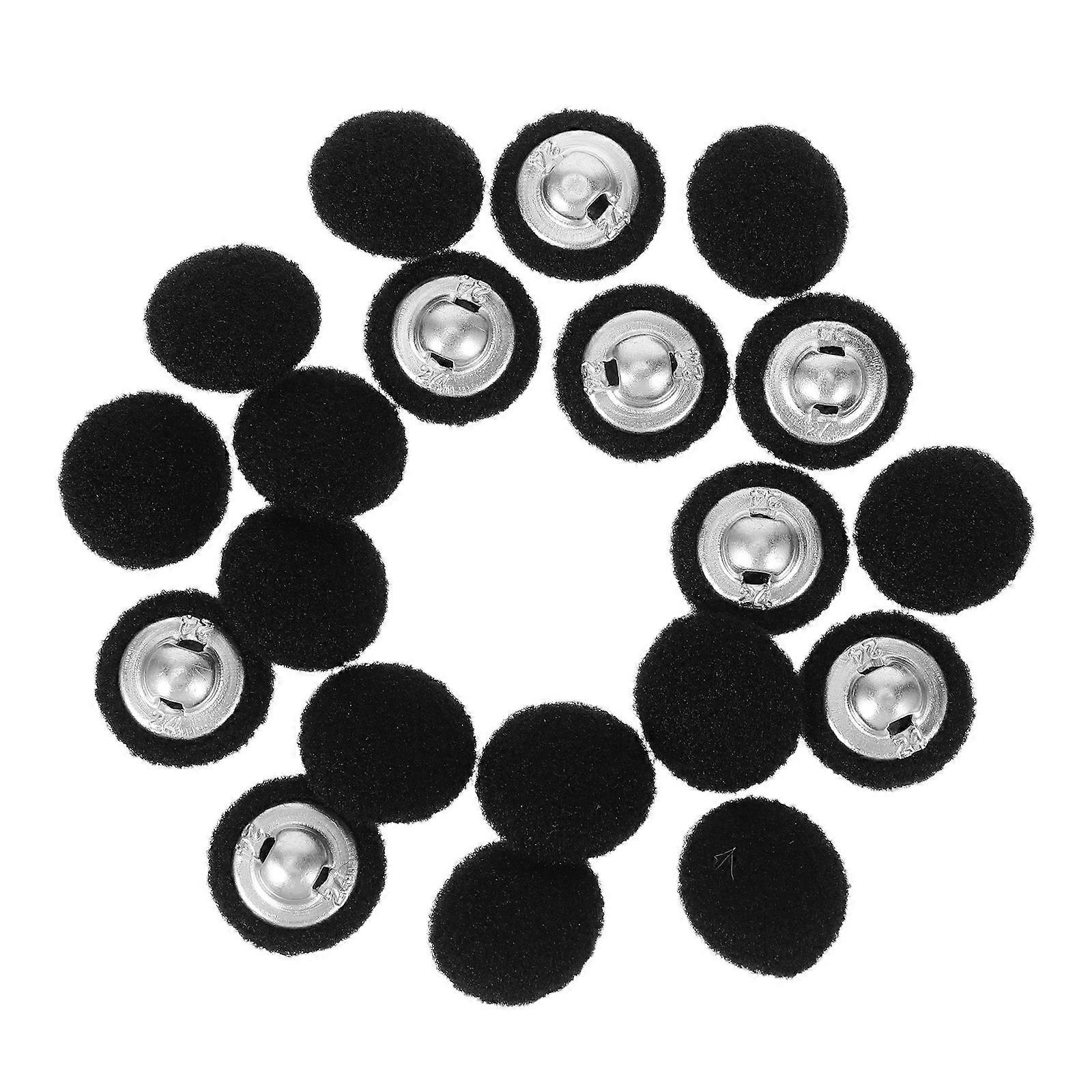 Fabric Covered Buttons Black Round for Clothes Use 20Pcs Sewing Buttons