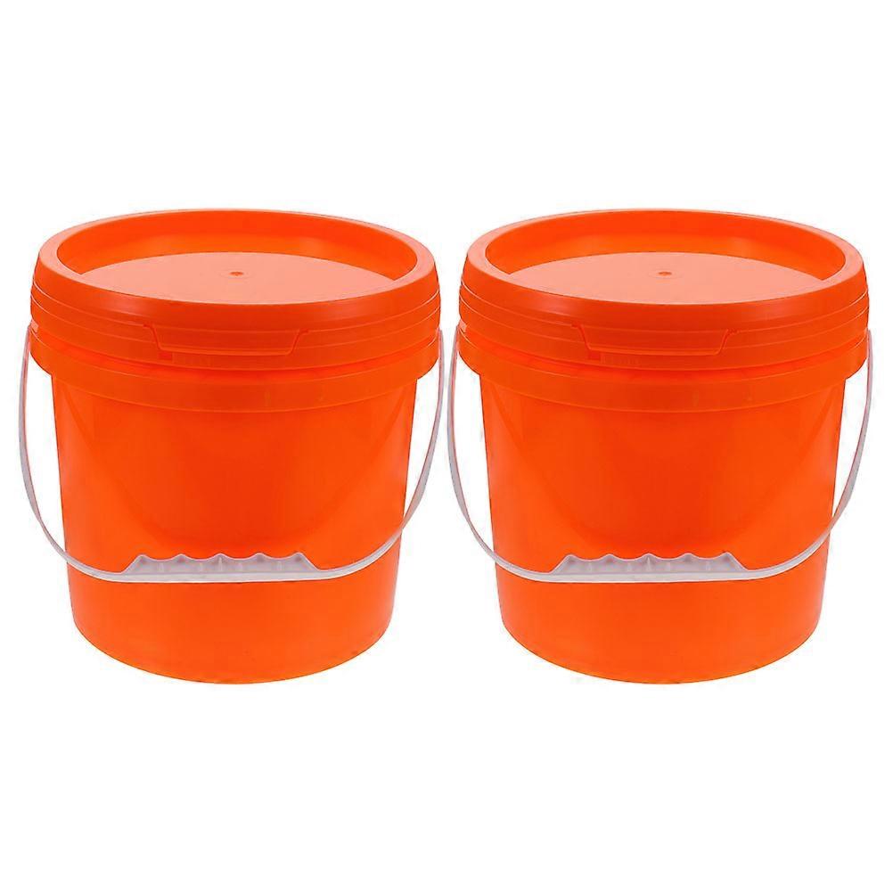 Orange Plastic Bucket with Handle for Storage Use Safe Durable Compact Design 2 Pack