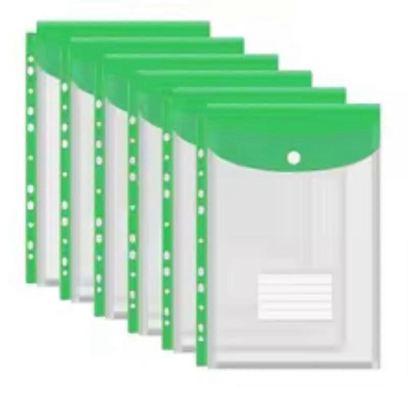 Transparent Plastic Envelopes Binder Pocket Expandable Binder Folders For 2/3/4 Ring Document Pouch With Snap Button Label