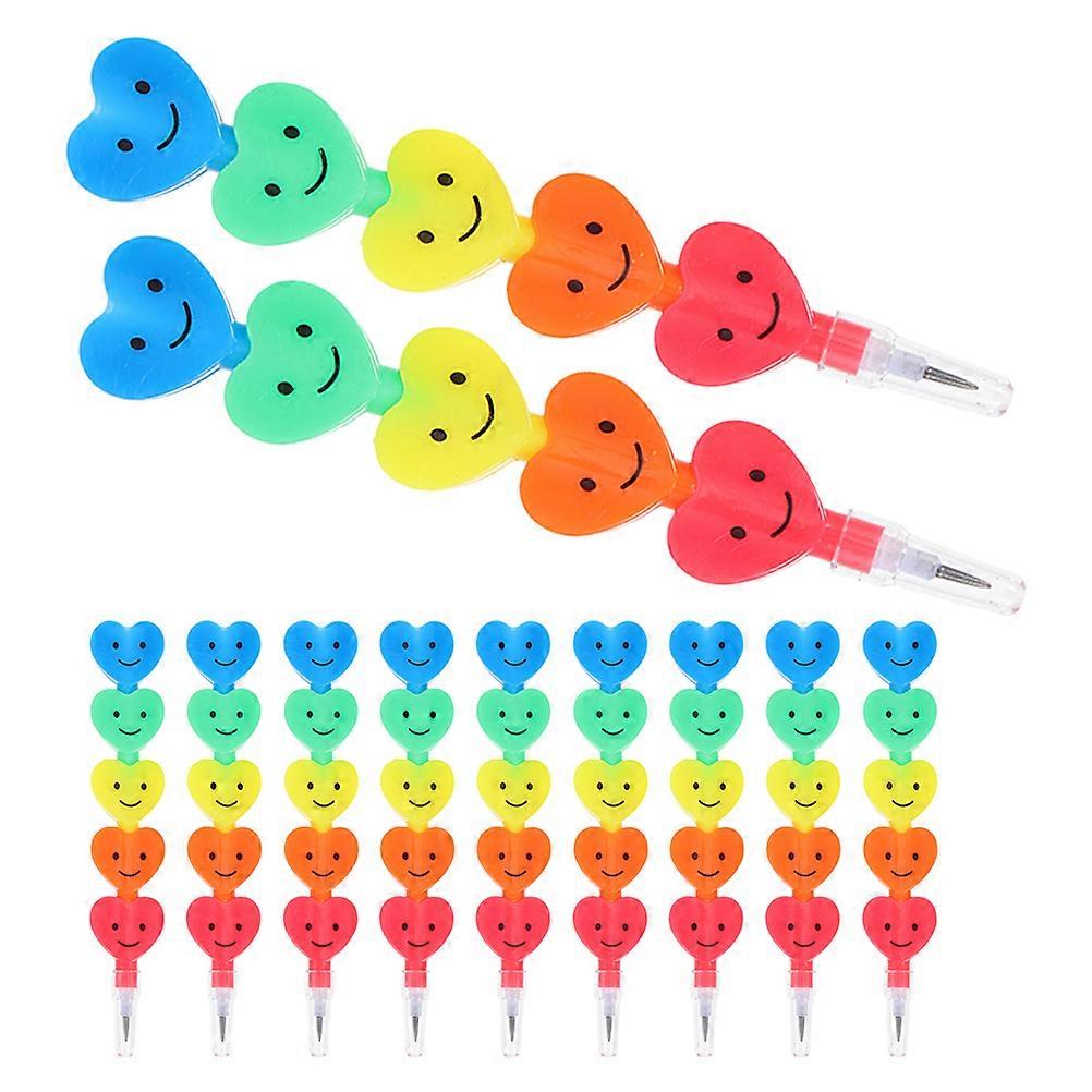 Assorted Color Heart Shaped Plastic Pencils for Writing Use 25Pcs Set