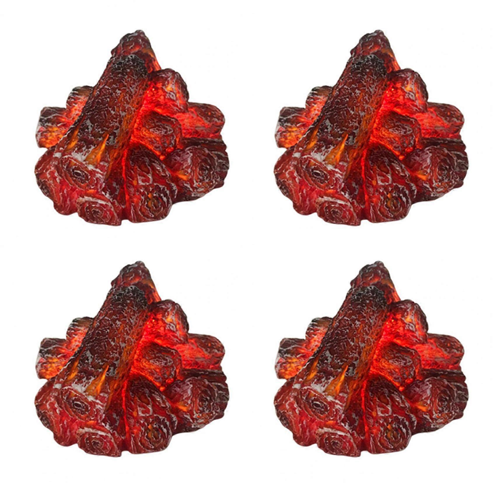 4X Reusable Practical LED Simulated Fireplace Charcoal Flame Lamp Safe Night Light Realistic for Living Room