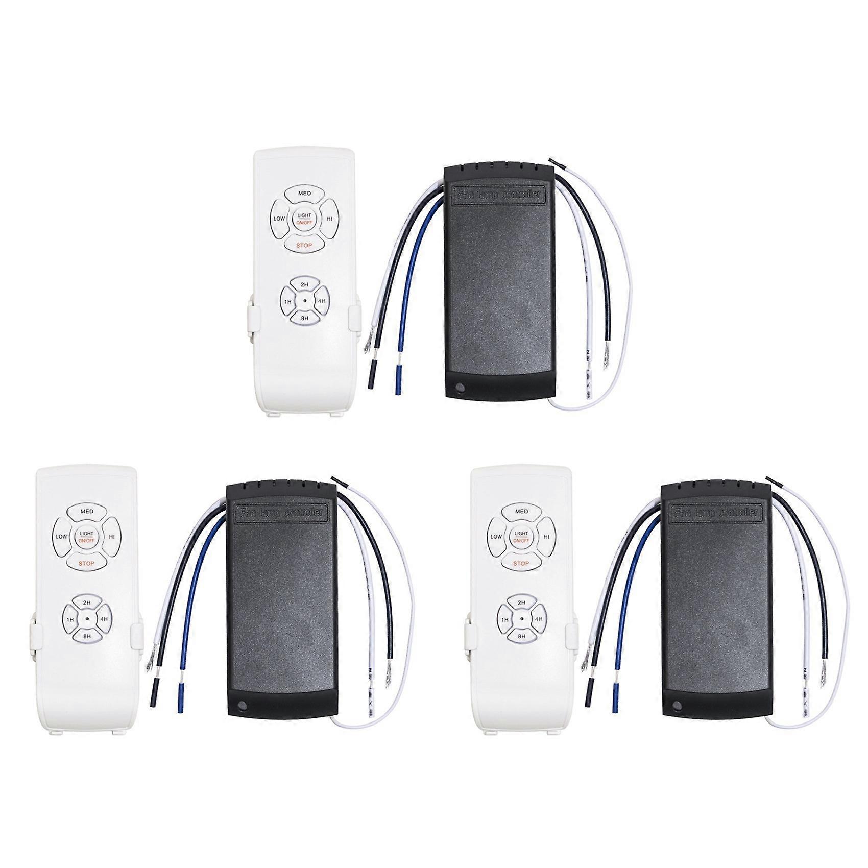 3X Universal Ceiling Fan Lamp Remote Control Kit Adjusted Wind Speed Transmitter Receiver Timing Control Switch 110V