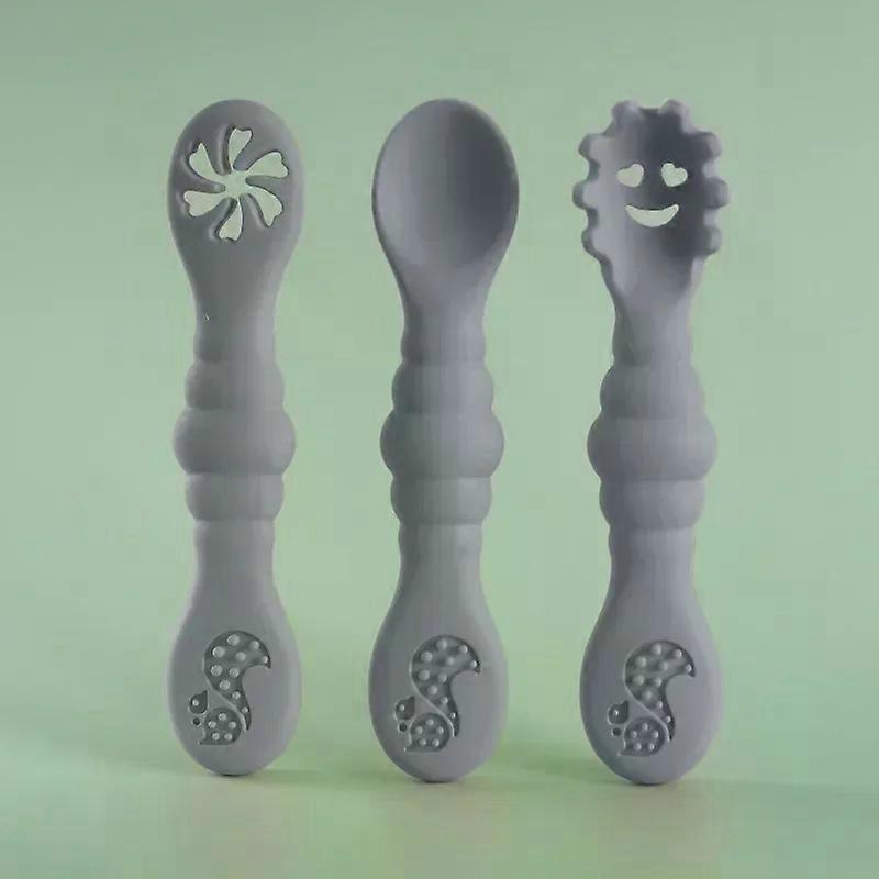 3PCS Silicone Spoon Fork For Baby Utensils Set Feeding Food Toddler Learn To Eat Training Soft Fork Cutlery Children's Tableware