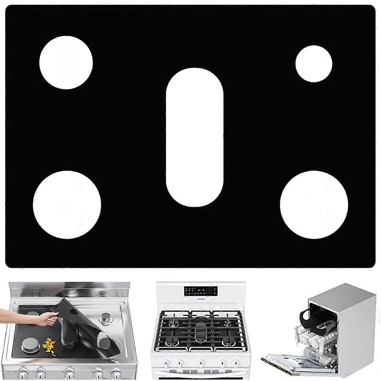 Stove Protector for Samsung Gas Range, Nonstick DoubleLayer Burner Covers, Easy Clean Black