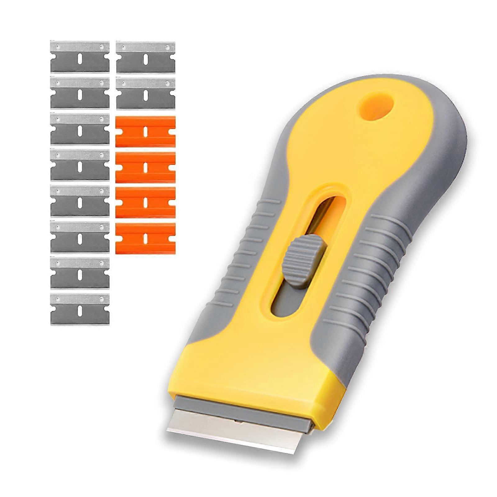 Retractable Razor Blade Scraper with 15 Extra Blades for Paint, Sticker and Decal Removal