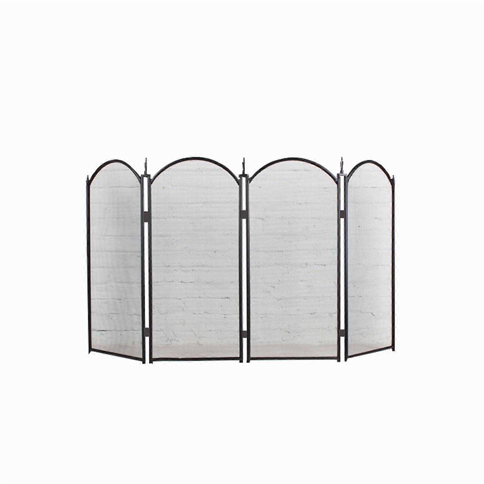 Fireproof Folding Fireplace Screen with Decorative Mesh, Nordic Iron Safety Guard 120x80CM