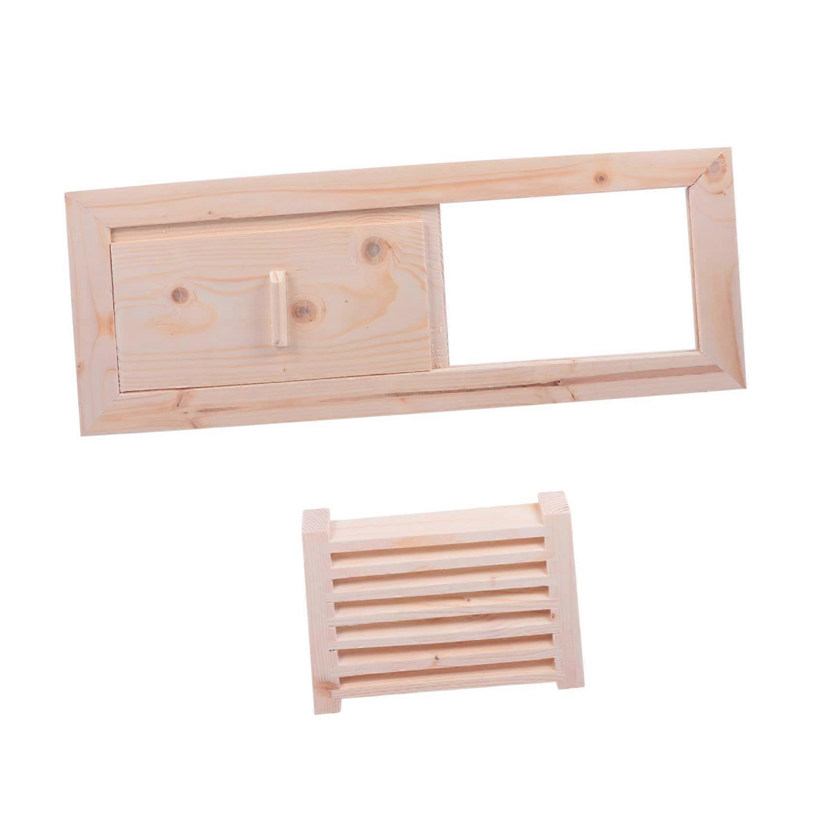 Cedar Sauna Ventilation Grille with Durable Wooden Blinds for MoistureResistant Airflow Control