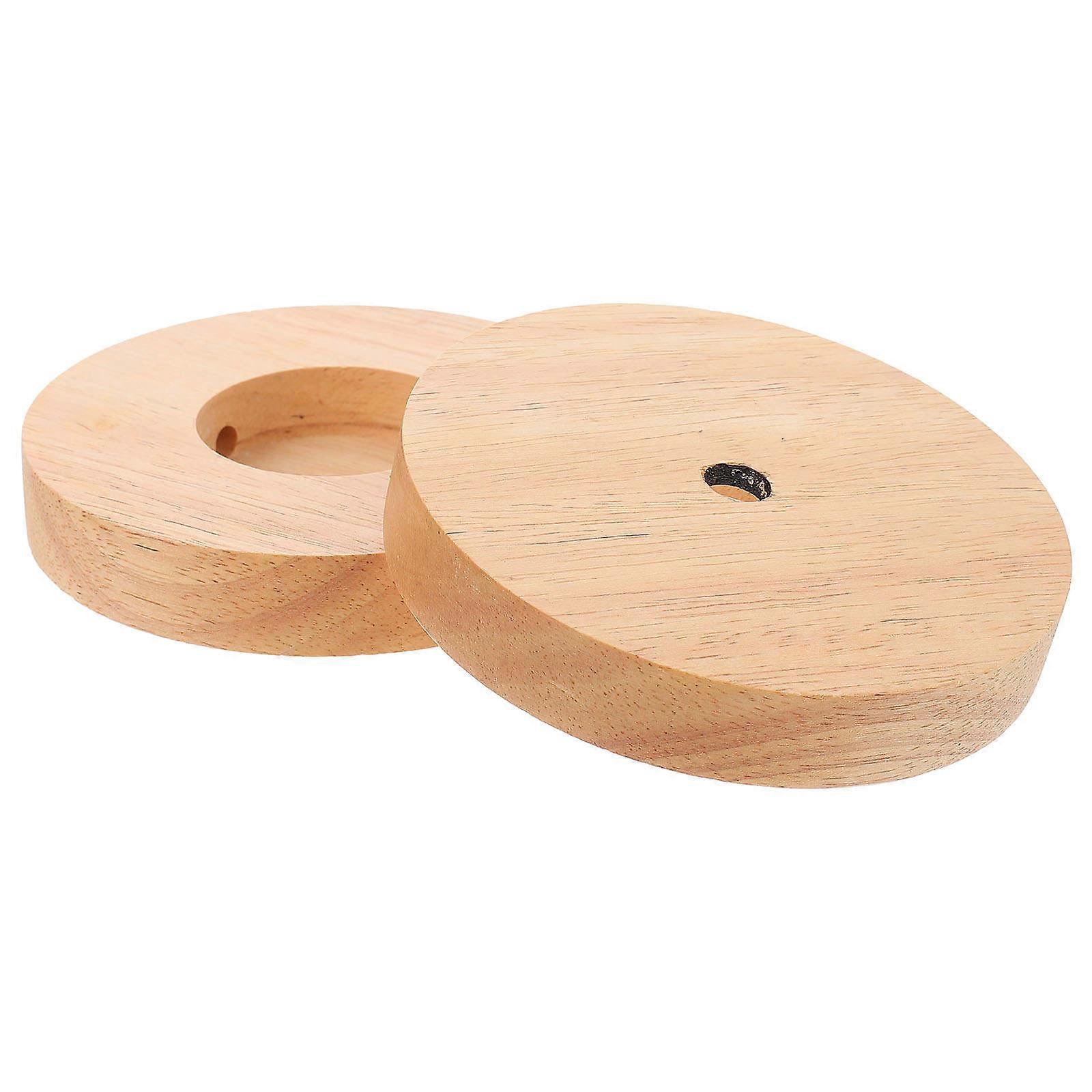 Night Lamp Wood Base Solid Wood Lamp Base for Decor 2Pcs Brown