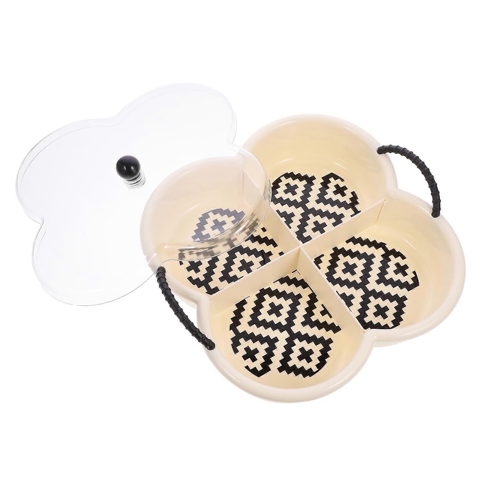 Snack Serving Tray with Clear Lid Divided Tray for Storage