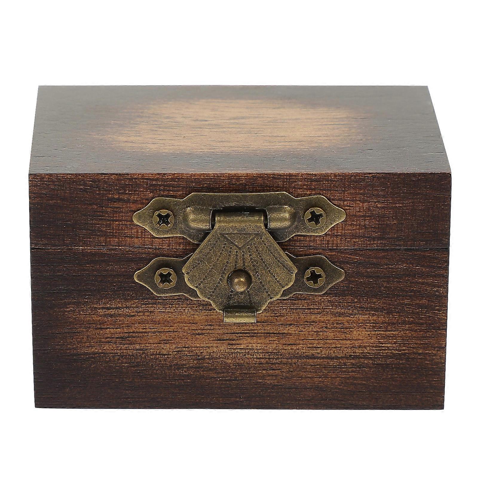 Wooden Ring Box Square Organizer for Proposal 5Pcs Coffee Color Case