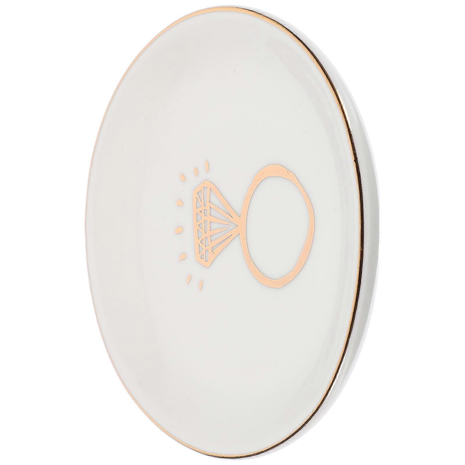 Ring Dish for Displaying White Ceramic Decorative Jewelry Tray