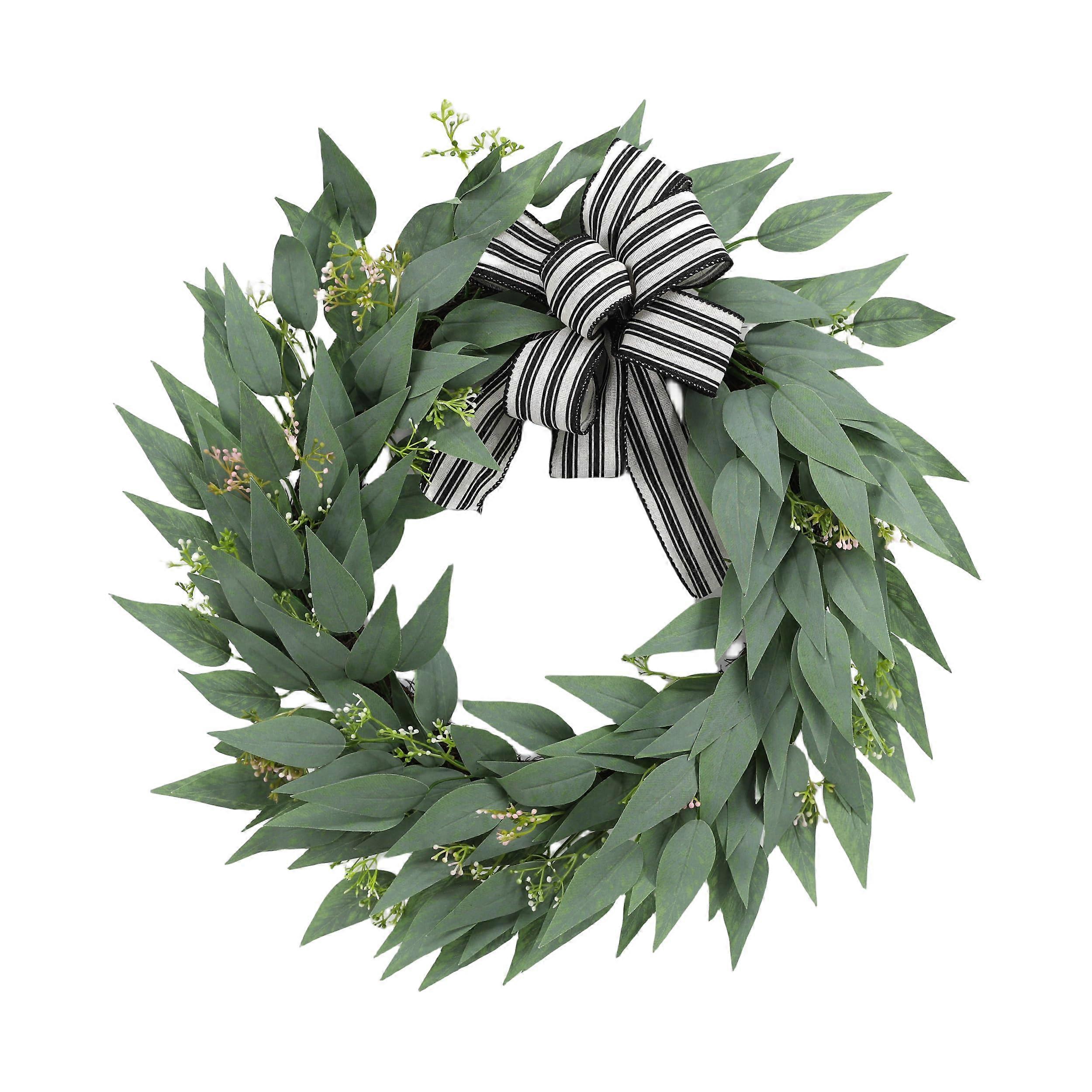 Artificial Wreath 23 inch Green Eucalyptus Front Door Wreath with Rustic Grapevine Base Spring Decor