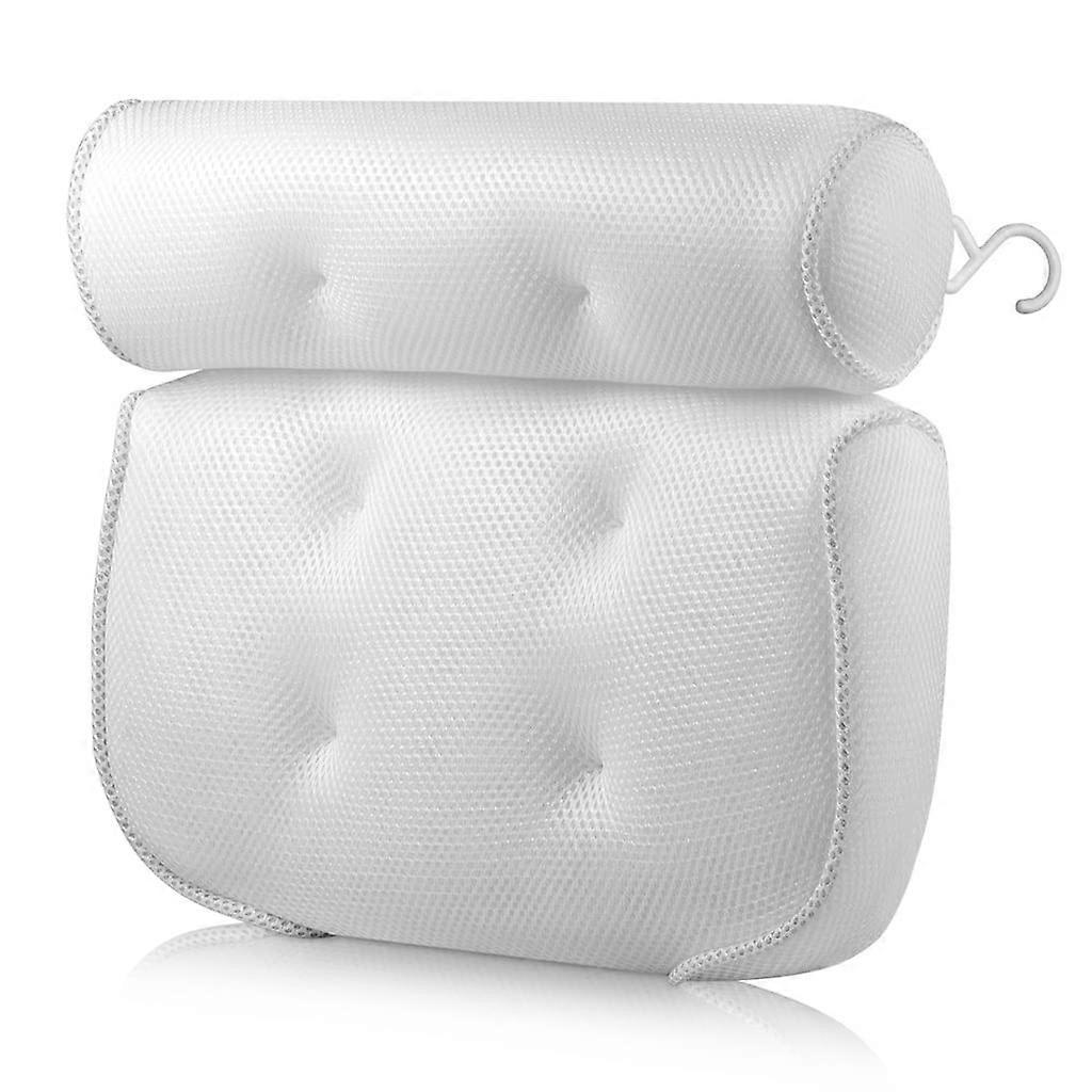 Bath Pillow with 3D Mesh and Suction Cups for Neck Pressure Relief and Ergonomic Back Support