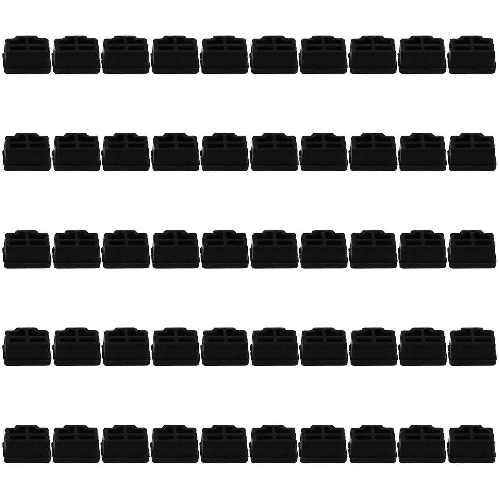 Dust Cover For Computer RJ45 Interface Plugs General Users Black 1.3x1cm Static Reduction 50Pack